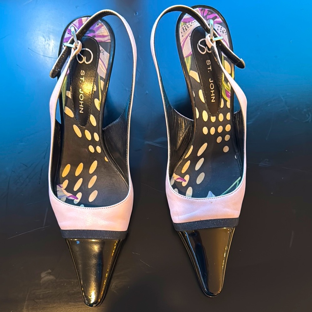 St. John Purple and Black Women's Slingback Heels